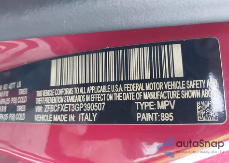 2016 Fiat 500X Trekking Plus from USA, damaged, VIN ZFBCFXET3GP390507